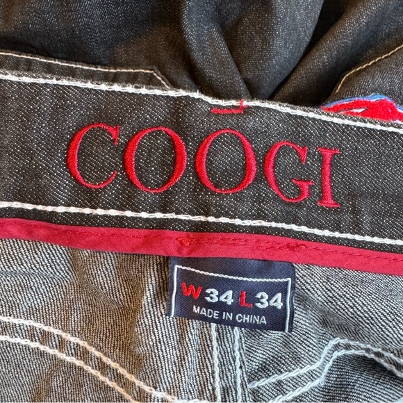 Vintage COOGI Jeans Adult 34x34 Black Embroidered Y2K Denim Straight Baggy - Picture 8 of 11